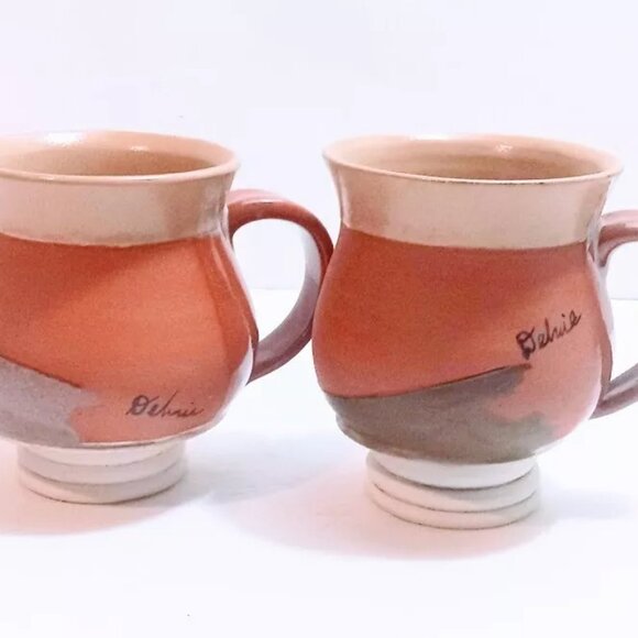 Handmade Artist Signed Studio Pottery 3.5" Mugs - Picture 5 of 16